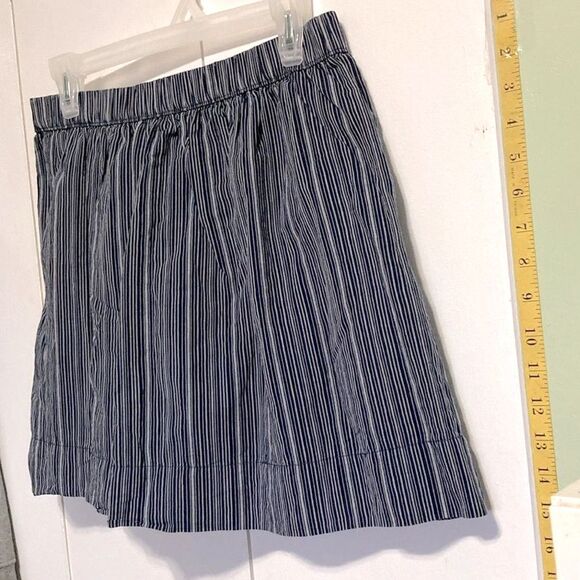 GAP Linen Nautical Navy Blue White Gray Stripes Lined Mini Skirt Womens Medium - Picture 4 of 14